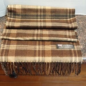 UNISEX  "Heritage of Scotland" Brown and Blue Plaid Scarf with Fringe.....NEW